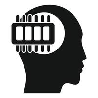 Human head silhouette with computer chip replacing brain vector