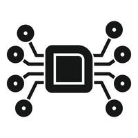 Electronic microchip connecting with circuit wires icon vector