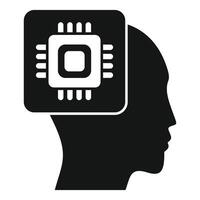Human head silhouette with cpu chip representing artificial intelligence vector