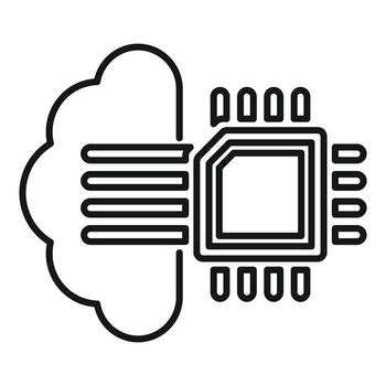 Cloud computing data transferring to microchip icon vector