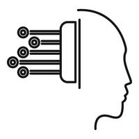 Artificial intelligence connecting to human brain with data flow vector