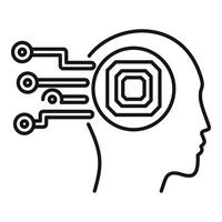 Human head profile receiving data from microchip for artificial intelligence vector