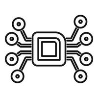 Electronic chip connecting with multiple nodes on white background vector