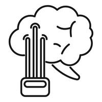 Brain stimulation device sending signals icon vector outline
