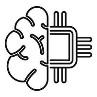 Brain power chip connecting with electronic circuitry lines vector
