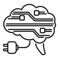 Brain powering up with electric plug connecting to circuit board vector