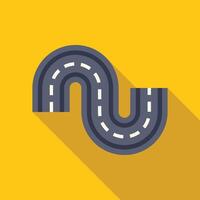 Winding road making a u turn on yellow background vector