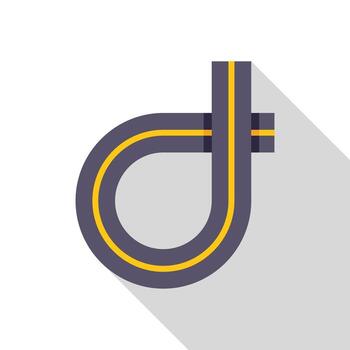 Winding road with marking lines making a loop shape vector