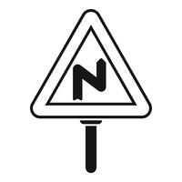 Warning road sign with double bend symbol indicating curves ahead vector