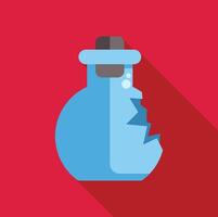Broken bottle of magic potion with cork on red background vector