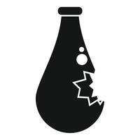 Broken chemical flask icon representing danger in laboratory vector