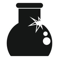 Chemical flask bubbling with star icon, simple style vector