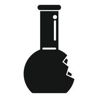Broken chemistry glass flask icon representing a failed experiment vector