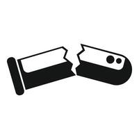 Broken electronic cigarette icon representing danger of vaping vector