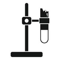 Broken test tube in clamp icon simple style vector