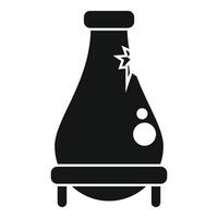 Chemical flask with damaged surface standing on support icon vector
