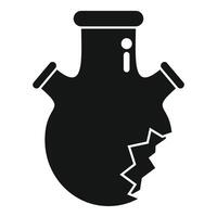 Broken chemical flask icon representing a failed experiment vector