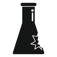 Broken chemical flask for laboratory experiment icon vector