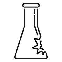 Broken chemistry lab flask icon representing danger in a lab environment vector