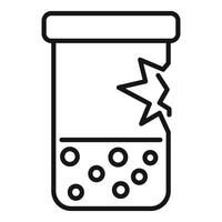 Test tube exploding with bubbles inside line icon vector