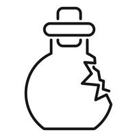 Broken glass bottle with cork showing a crack on its side vector