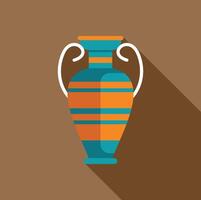 Ancient greek vase with two handles standing on brown background vector