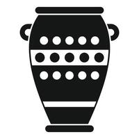 Black clay pottery vase with round ornament icon simple style vector
