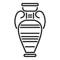 Ancient greek vase with handles standing on base line art icon vector