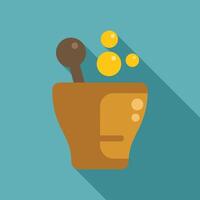 Mortar and pestle crushing creating magic potion with bubbles vector