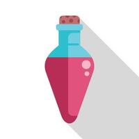 Magic potion in glass bottle with cork stopper casting long shadow vector