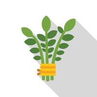 Bunch of freshly cut asparagus tied with string, flat design with long shadow vector