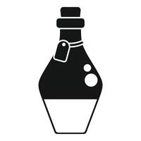 Mysterious potion bottle with cork and label containing bubbling liquid vector