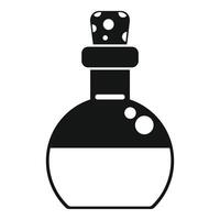 Round glass flask containing bubbling potion with cork vector
