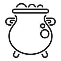Magic potion boiling in a cauldron with handles on white background vector