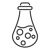 Chemical flask bubbling with liquid icon vector outline