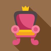 Pink royal throne with golden crown icon representing monarchy vector