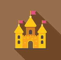 Big castle building waving flags with long shadow vector