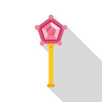 Pink magic wand with big gem is casting a spell vector