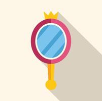 Hand mirror with crown reflecting light in flat design vector