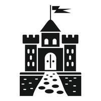 Medieval stone castle with cobblestone path leading to entrance vector