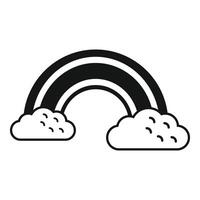 Black and white rainbow arcing over fluffy clouds vector