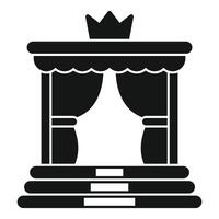 Canopy with curtains and crown standing on podium for king or queen vector