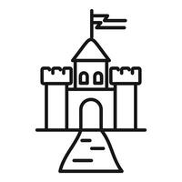 Medieval castle with flag waving in the wind line art drawing vector