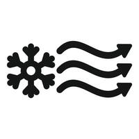 Snowflake icon representing cold air flowing with arrows vector
