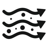 Airflow icon showing air particles moving with arrows vector