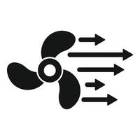 Propeller generating strong air flow with arrows icon vector