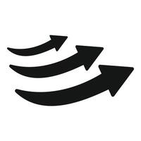 Three black arrows pointing up and right vector