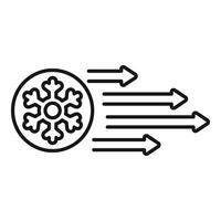 Snowflake moving fast with arrows showing air conditioning power vector