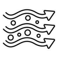 Airflow moving with arrows and particles icon vector