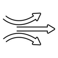 Three arrows pointing in different directions icon vector